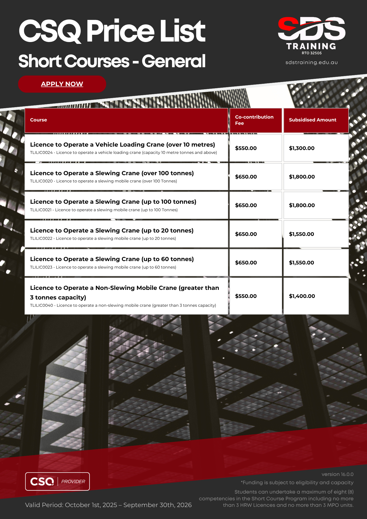 5 CSQ Price List_Civil-General_sdstraining.edu.au 16.0.0 5 CSQ Price List_Civil-General_sdstraining.edu.au 16.0.0